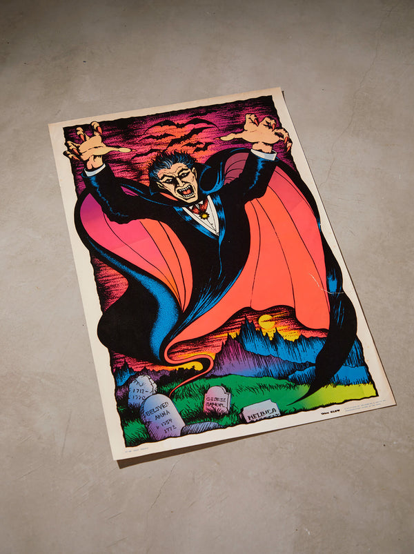 琉球藍染ポスターフレーム W660 x H960(レジン/木製) x Vintage Black Light Poster【COUNT DRACURA】