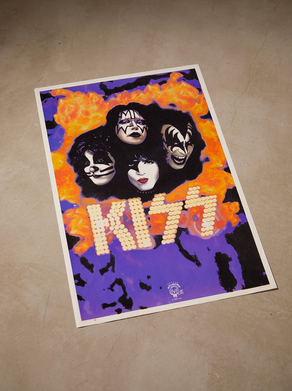 琉球藍染ポスターフレーム W660 x H960(レジン/木製) x Vintage Black Light Poster【KISS MAKE UP】