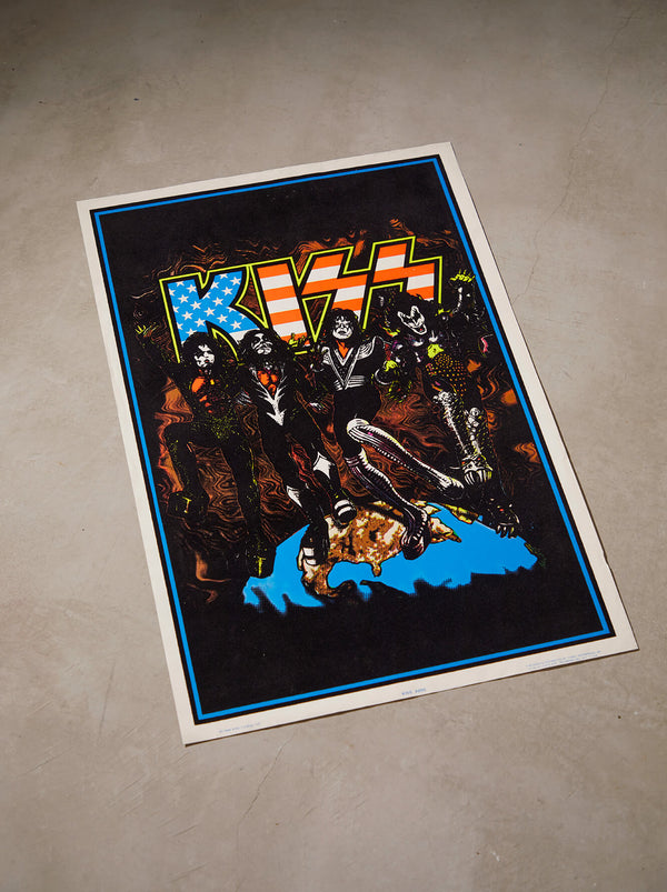 琉球藍染ポスターフレーム W660 x H960(レジン/木製) x Vintage Black Light Poster【KISS】