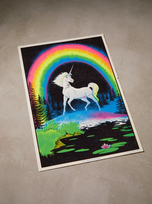 琉球藍染ポスターフレーム W660 x H960(レジン/木製) x Vintage Black Light Poster【UNICORN PARADISE】