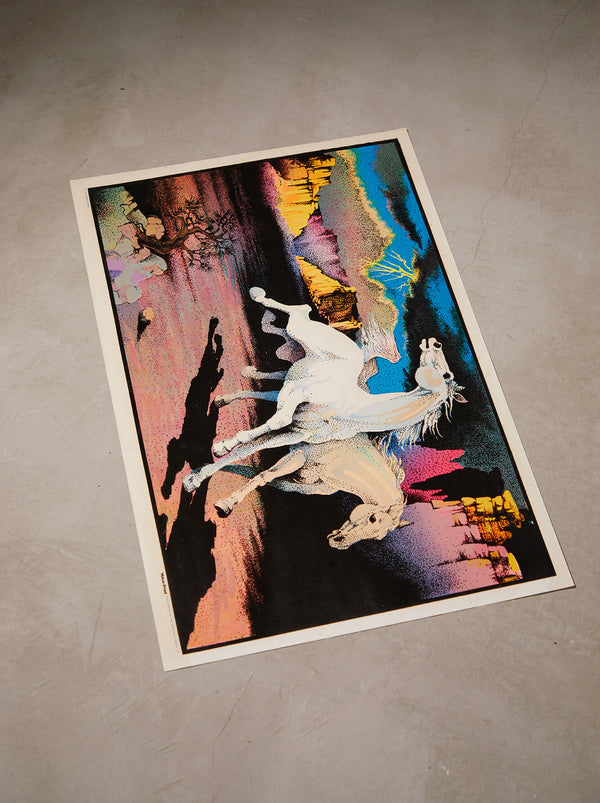 琉球藍染ポスターフレーム W660 x H960(レジン/木製) x Vintage Black Light Poster【DESERT STORM】