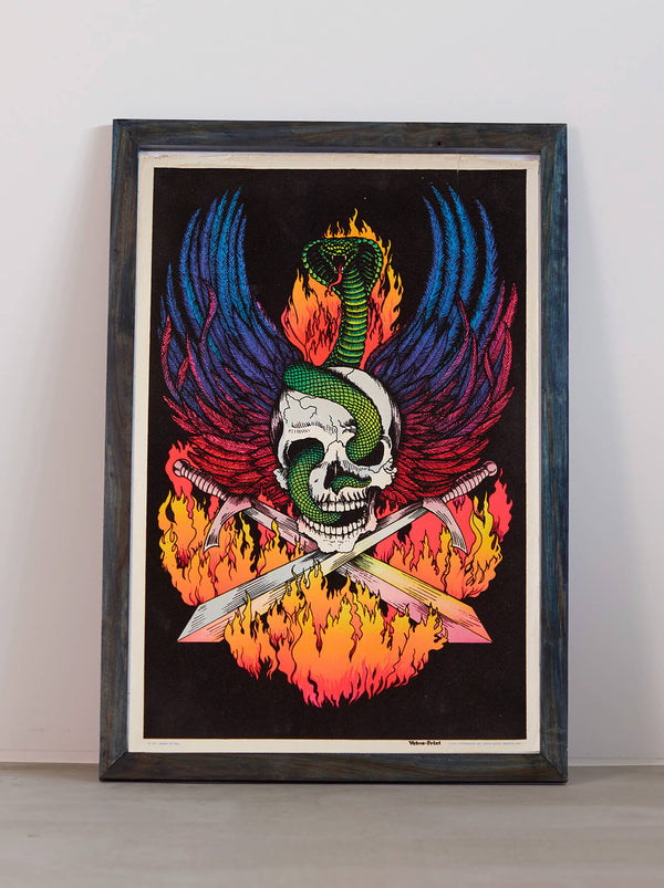 琉球藍染ポスターフレーム W660 x H960(レジン/木製) x Vintage Black Light Poster【WINGS OF HELL】