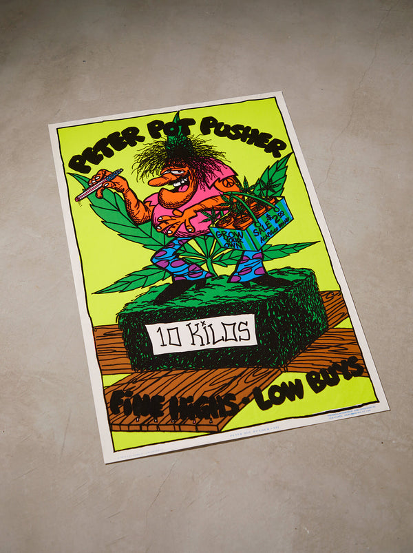 琉球藍染ポスターフレーム W660 x H960(レジン/木製) x Vintage Black Light Poster【PETER POT PUSHER】