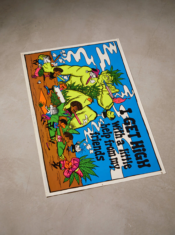 琉球藍染ポスターフレーム W660 x H960(レジン/木製) x Vintage Black Light Poster【GET HIGH】