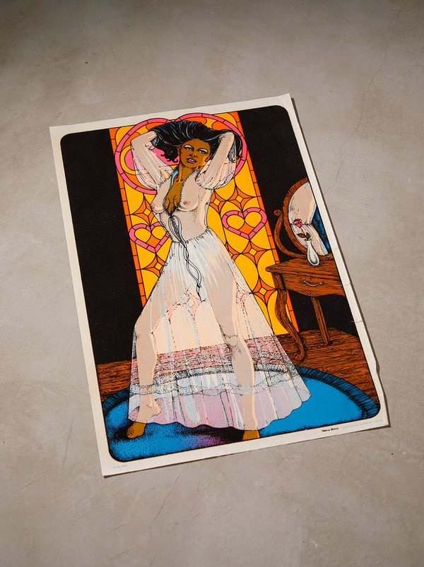 琉球藍染ポスターフレーム W660 x H960(レジン/木製) x Vintage Black Light Poster【DAWN】