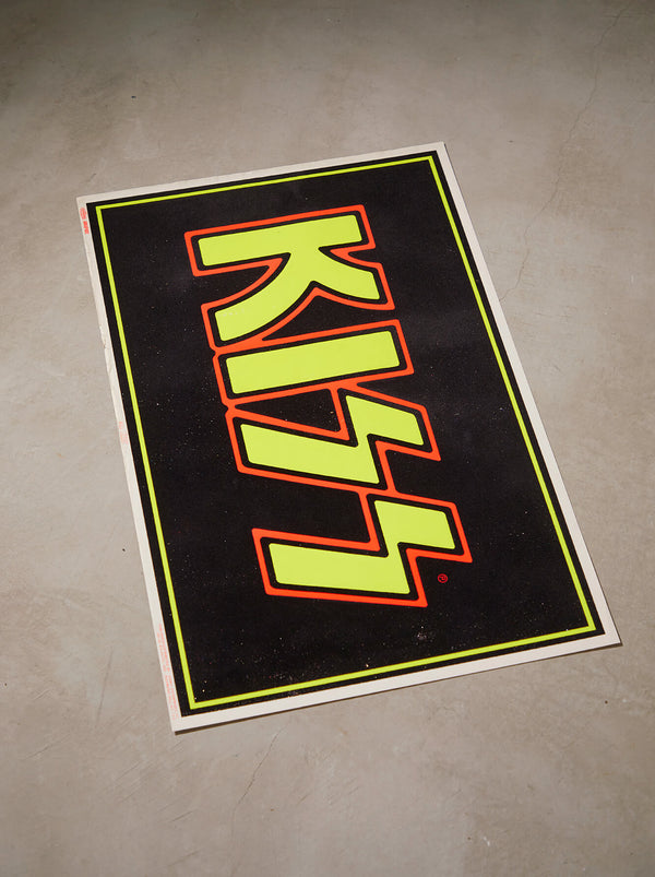 琉球藍染ポスターフレーム W660 x H960(レジン/木製) x Vintage Black Light Poster【KISS LOGO】
