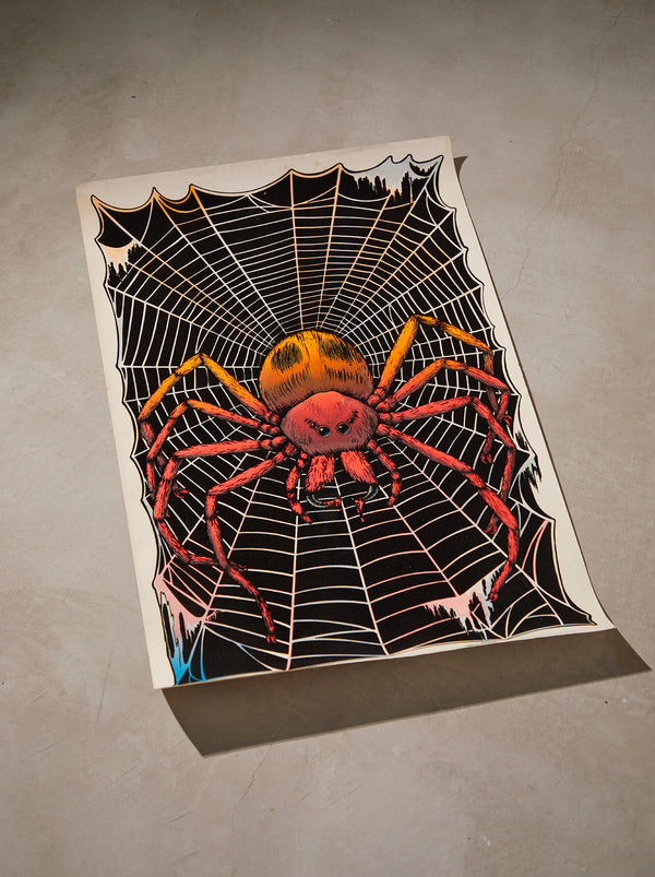 琉球藍染ポスターフレーム W660 x H960(レジン/木製) x Vintage Black Light Poster【SPIDER】