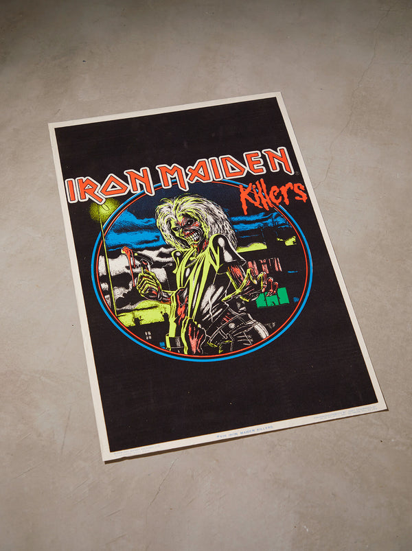 琉球藍染ポスターフレーム W660 x H960(レジン/木製) x Vintage Black Light Poster【IRON MAIDEN KILERS】