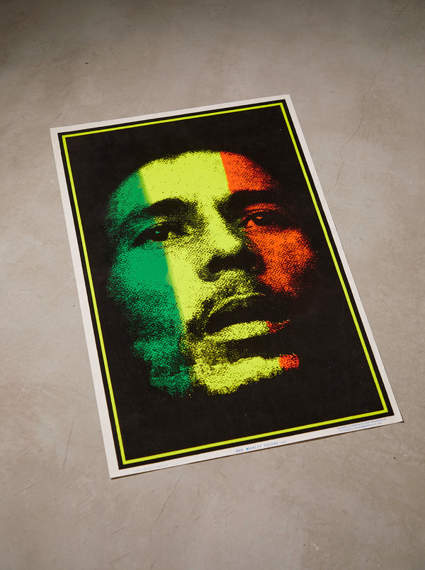 琉球藍染ポスターフレーム W660 x H960(レジン/木製) x Vintage Black Light Poster【BOB MARLEY COLORS】
