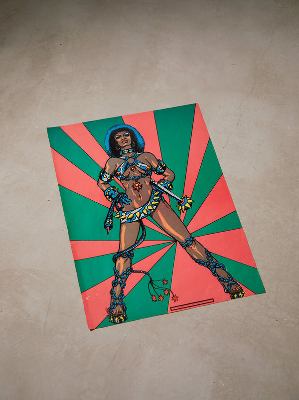 琉球藍染ポスターフレーム W580 x H780(レジン/木製) x Vintage Black Light Poster【BARBARA】