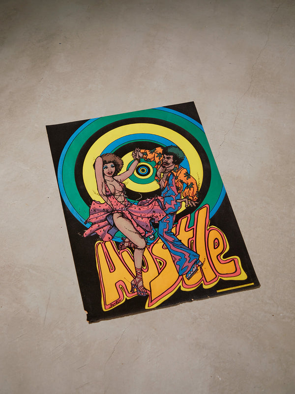 琉球藍染ポスターフレーム W580 x H780(レジン/木製) x Vintage Black Light Poster【HUSTLE】