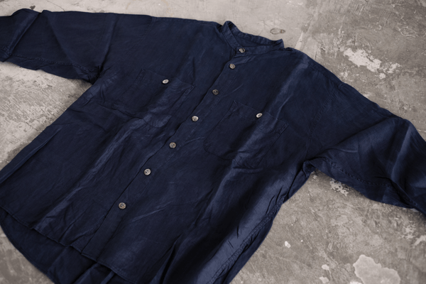琉球藍染BAND COLLAR SHIRTS LINEN