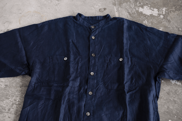 琉球藍染BAND COLLAR SHIRTS LINEN