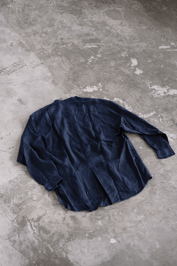 琉球藍染BAND COLLAR SHIRTS LINEN