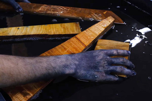 琉球藍染ポスターフレーム W660 x H960(レジン/木製) x Vintage Black Light Poster【JUNGLE CAT】