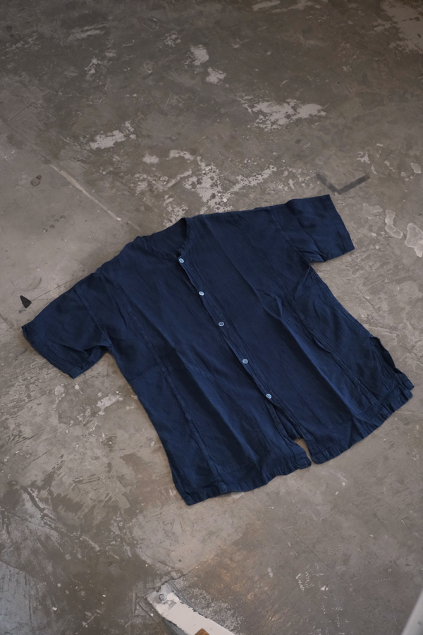 琉球藍染S/S BAND COLLAR SHIRT