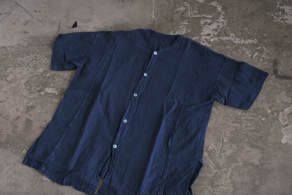 琉球藍染S/S BAND COLLAR SHIRT