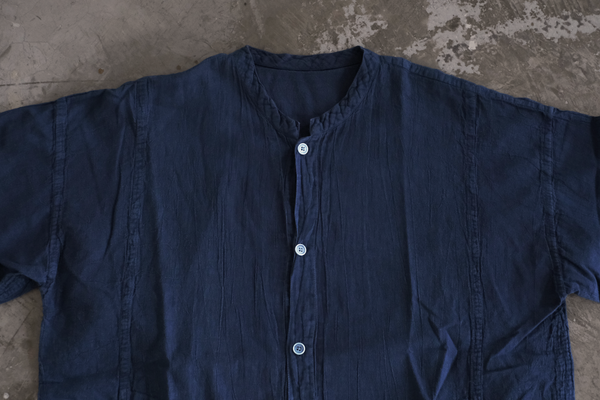 琉球藍染S/S BAND COLLAR SHIRT
