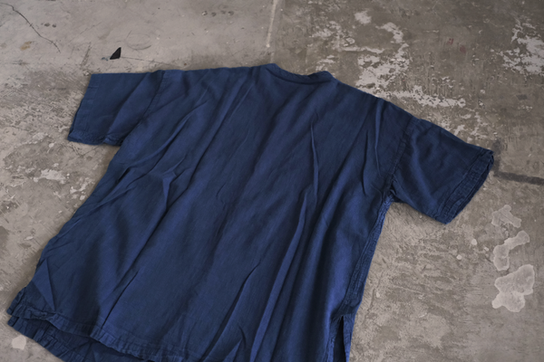 琉球藍染S/S BAND COLLAR SHIRT