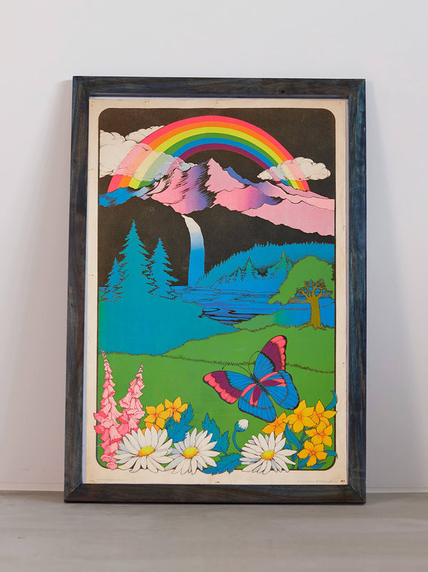 琉球藍染ポスターフレーム W660 x H960(レジン/木製) x Vintage Black Light Poster【RAINBOW VALLEY】