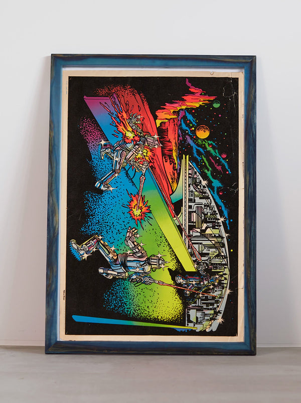 琉球藍染ポスターフレーム W660 x H960(レジン/木製) x Vintage Black Light Poster【LACER COMBAT】