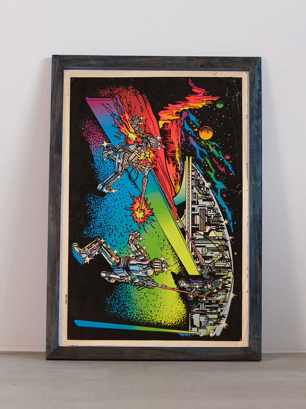 琉球藍染ポスターフレーム W660 x H960(レジン/木製) x Vintage Black Light Poster【LACER COMBAT】