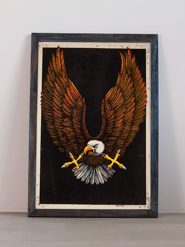 琉球藍染ポスターフレーム W660 x H960(レジン/木製) x Vintage Black Light Poster【FIERCE EAGLE】
