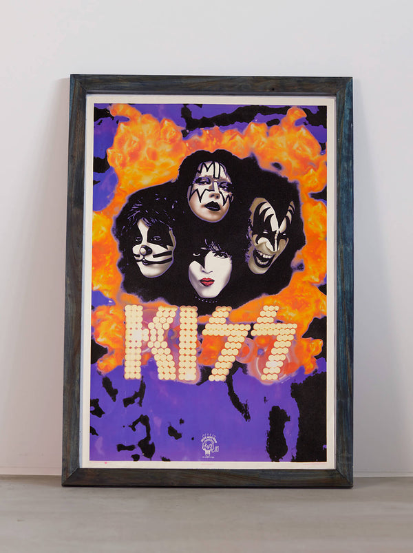 琉球藍染ポスターフレーム W660 x H960(レジン/木製) x Vintage Black Light Poster【KISS MAKE UP】