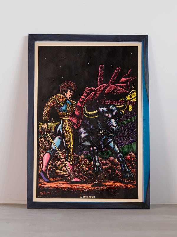 琉球藍染ポスターフレーム W660 x H960(レジン/木製) x Vintage Black Light Poster【EL TOREADOR】