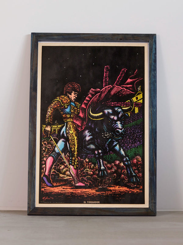 琉球藍染ポスターフレーム W660 x H960(レジン/木製) x Vintage Black Light Poster【EL TOREADOR】