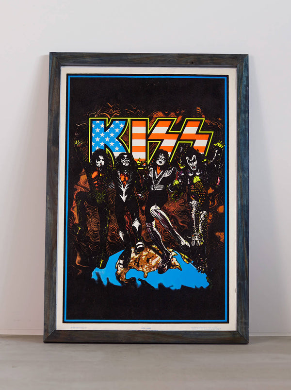 琉球藍染ポスターフレーム W660 x H960(レジン/木製) x Vintage Black Light Poster【KISS】