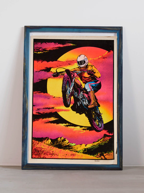 琉球藍染ポスターフレーム W660 x H960(レジン/木製) x Vintage Black Light Poster【NIGHT RIDER】