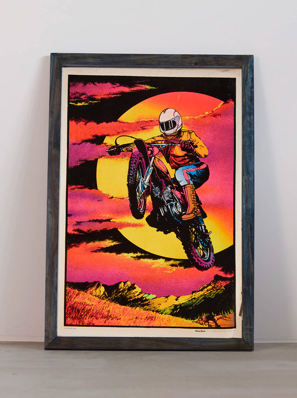 琉球藍染ポスターフレーム W660 x H960(レジン/木製) x Vintage Black Light Poster【NIGHT RIDER】
