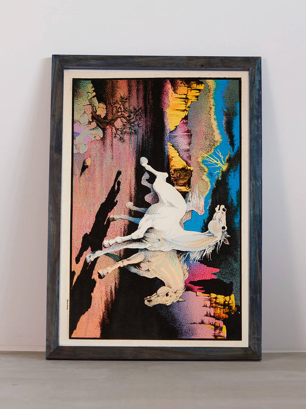 琉球藍染ポスターフレーム W660 x H960(レジン/木製) x Vintage Black Light Poster【DESERT STORM】