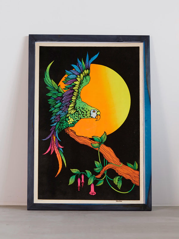 琉球藍染ポスターフレーム W660 x H960(レジン/木製) x Vintage Black Light Poster【PARROT】