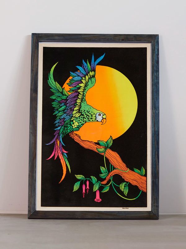 琉球藍染ポスターフレーム W660 x H960(レジン/木製) x Vintage Black Light Poster【PARROT】