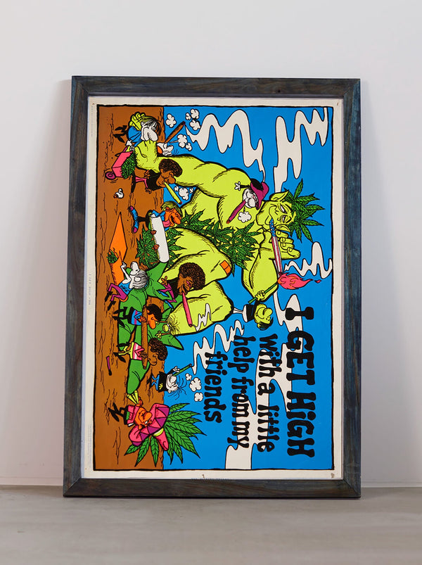 琉球藍染ポスターフレーム W660 x H960(レジン/木製) x Vintage Black Light Poster【GET HIGH】