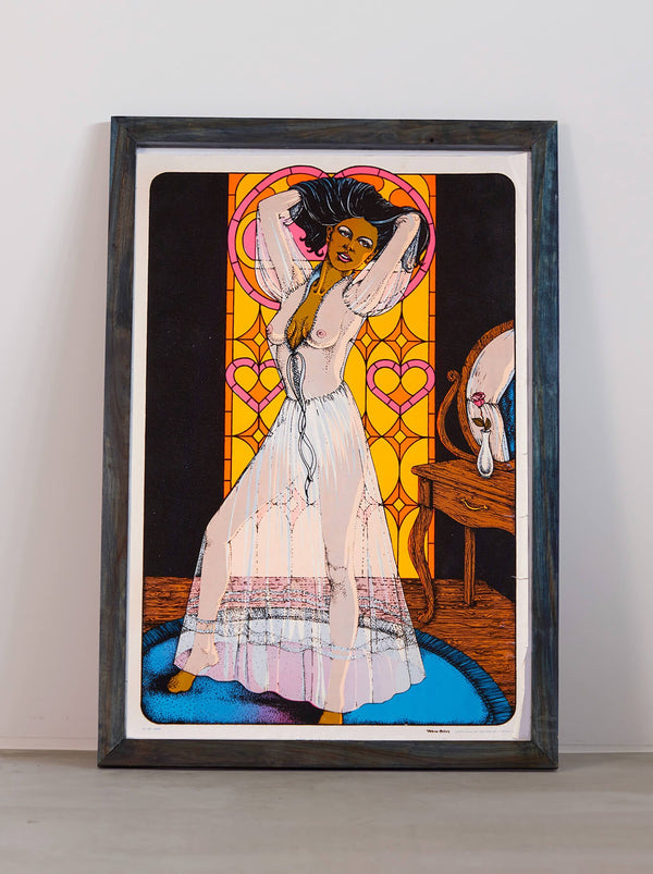 琉球藍染ポスターフレーム W660 x H960(レジン/木製) x Vintage Black Light Poster【DAWN】