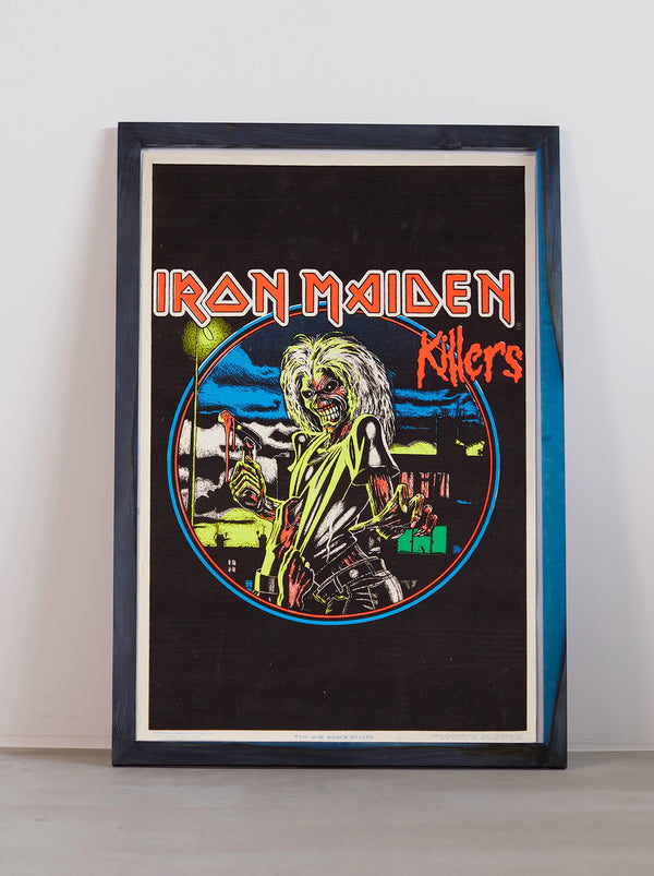琉球藍染ポスターフレーム W660 x H960(レジン/木製) x Vintage Black Light Poster【IRON MAIDEN KILERS】