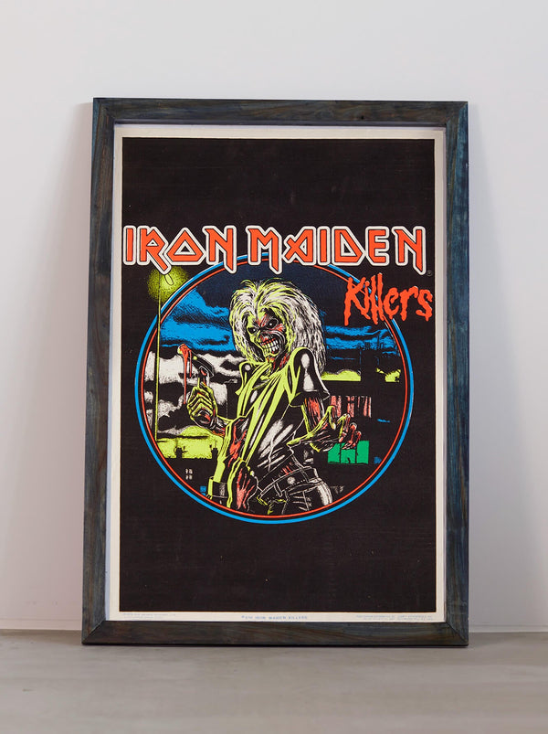 琉球藍染ポスターフレーム W660 x H960(レジン/木製) x Vintage Black Light Poster【IRON MAIDEN KILERS】