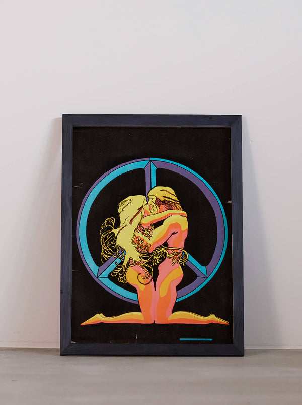 琉球藍染ポスターフレーム W580 x H780(レジン/木製) x Vintage Black Light Poster【EROTICA】