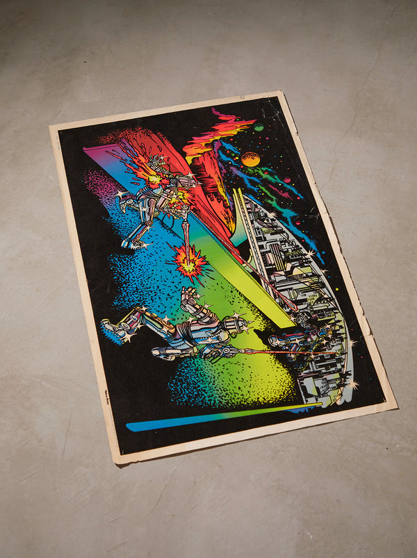 Ryukyu Indigo Dye Poster Frame W660 x H960 (Resin/Wood) x Vintage Black Light Poster [LACER COMBAT]