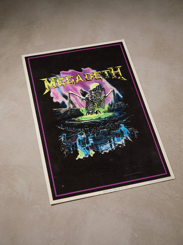 琉球藍染ポスターフレーム W660 x H960（レジン/木製） x Vintage Black Light Poster【MEGADETH BIRTH OF VIC】