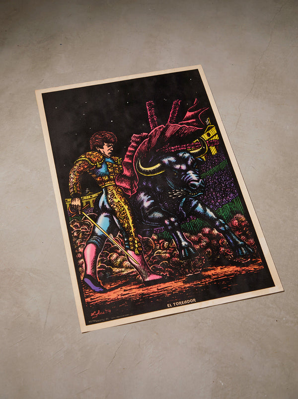 琉球藍染ポスターフレーム W660 x H960（レジン/木製） x Vintage Black Light Poster【EL TOREADOR】