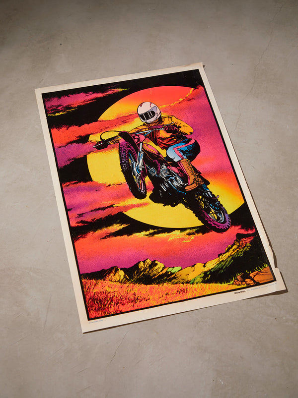 琉球藍染ポスターフレーム W660 x H960（レジン/木製） x Vintage Black Light Poster【NIGHT RIDER】