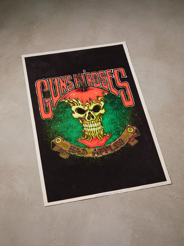 琉球藍染ポスターフレーム W660 x H960（レジン/木製） x Vintage Black Light Poster【GUN'S ROSES BAD APPLES】