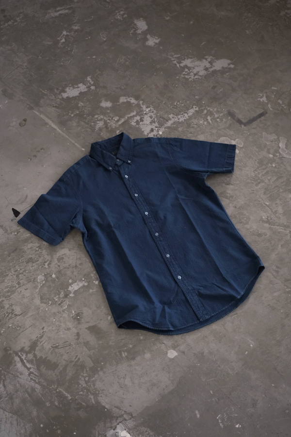 琉球藍染S/S BAND COLLAR SHIRT