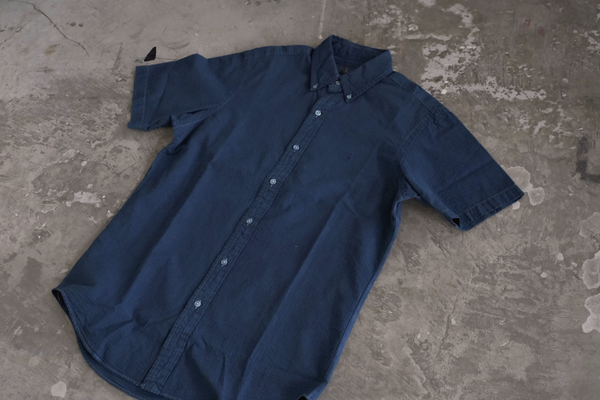 琉球藍染S/S BAND COLLAR SHIRT