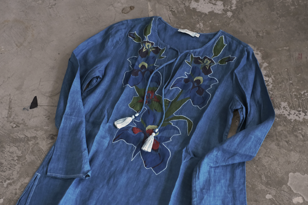 琉球藍染EMBROIDERY TUNIC