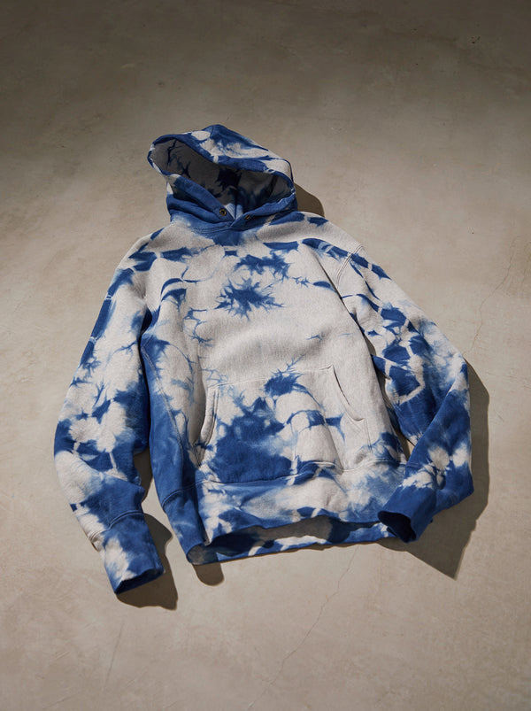 Ryukyu Indigo Dyeing Camera 12oz Cross Knit Hoodie